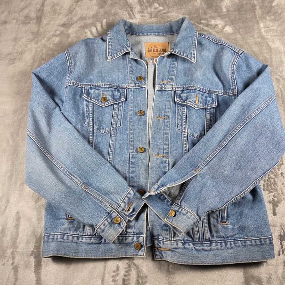 Gap Vintage 90s Grunge Denim Trucker Jacket Blue Large 174682-00-1